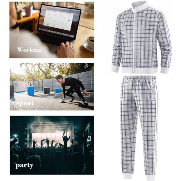 Men's Casual Tracksuits Long Sleeve Jogging Suits Sweatsuit Sets Track Jackets - Picture 5 of 6